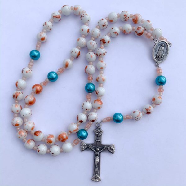 Rose + Teal Fatima Rosary - Image 5