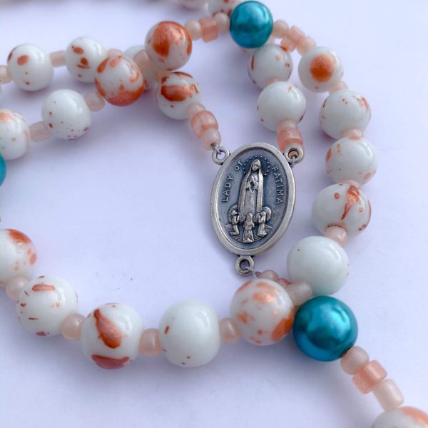 Rose + Teal Fatima Rosary - Image 3