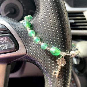 Emerald Glass Steering Wheel Decade Rosary